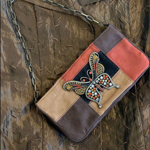 Vintage Jeanne Lottie Suede & Jeweled Purse - Picture 1 of 9